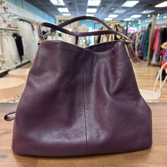 Coach Purple Pebbled Leather Restored Madison Phoebe Shoulder Purse