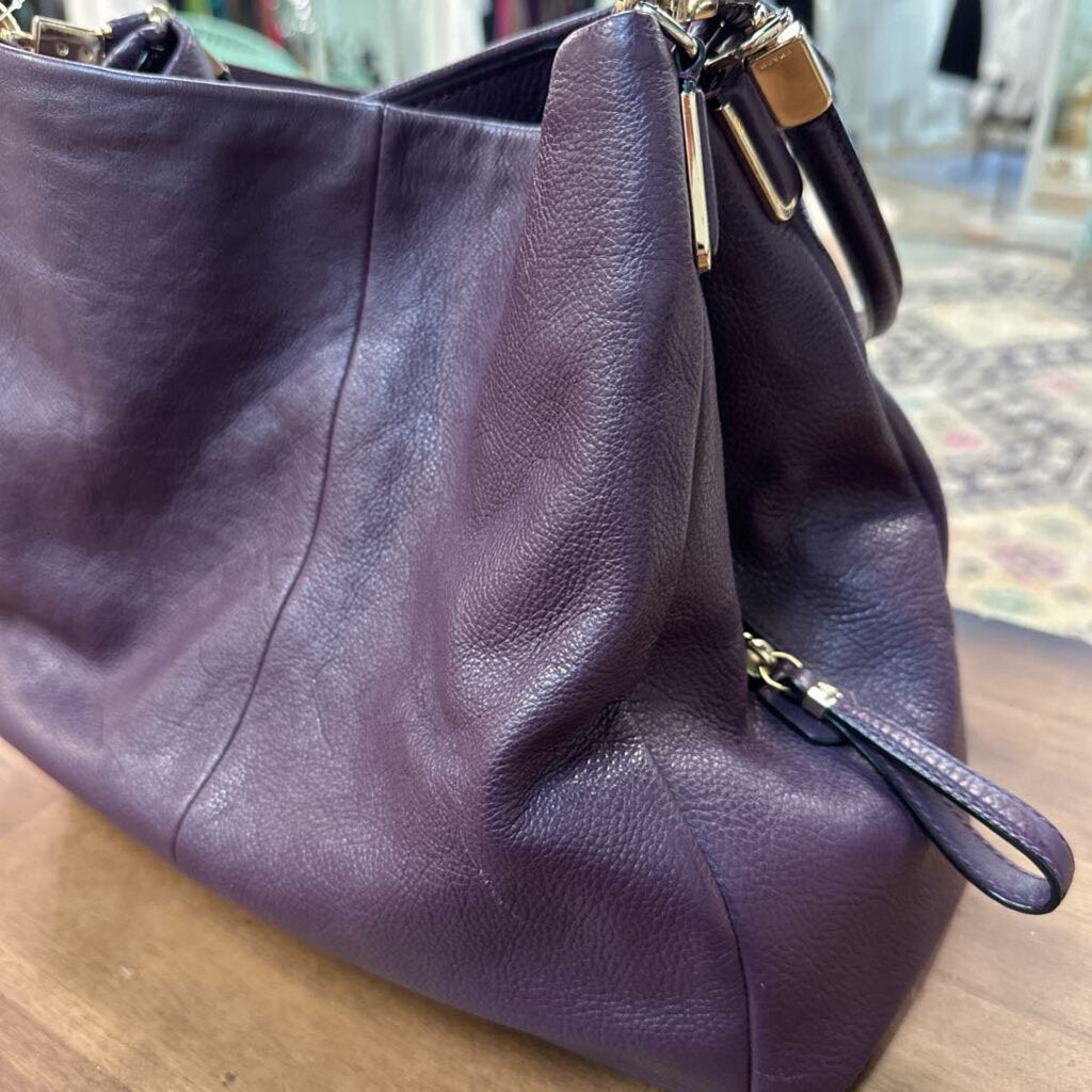Coach Purple Pebbled Leather Restored Madison Phoebe Shoulder Purse