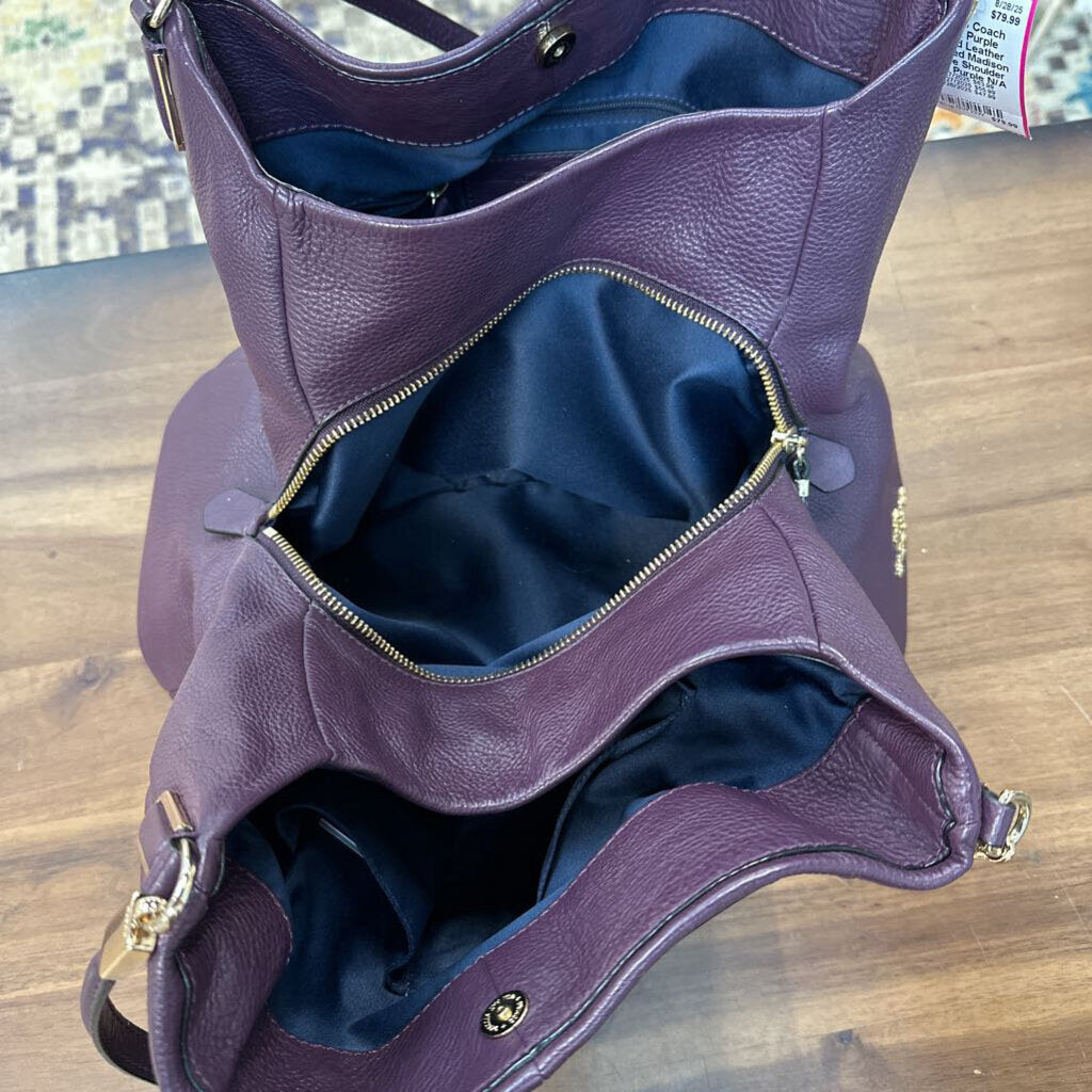 Coach Purple Pebbled Leather Restored Madison Phoebe Shoulder Purse