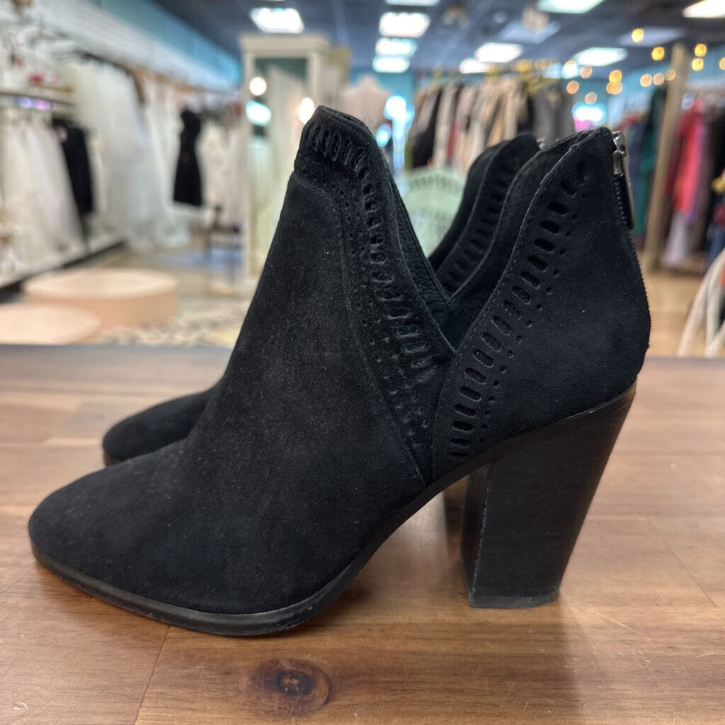 Vince Camuto Black Suede Fileana Ankle Boots 8