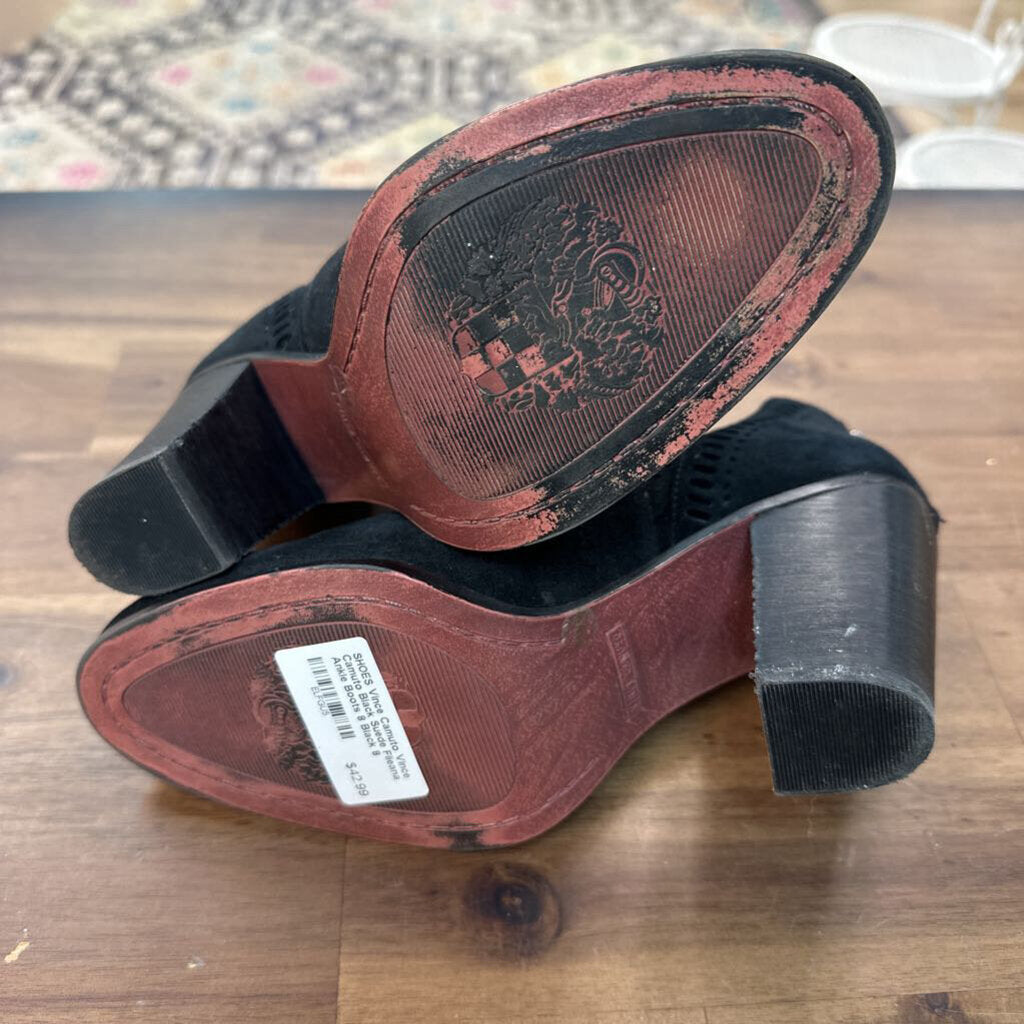 Vince Camuto Black Suede Fileana Ankle Boots 8