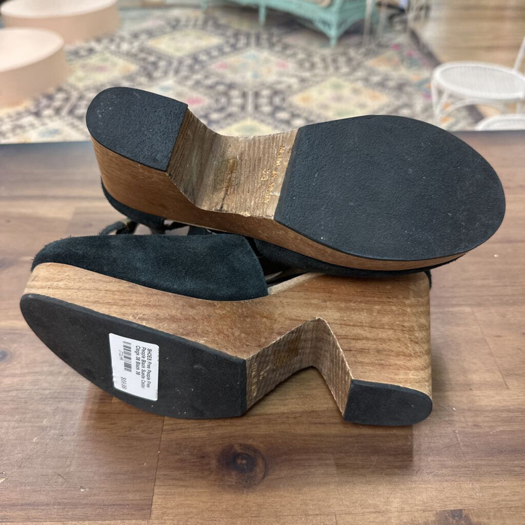 Free People Black Suede Cedar Clogs 38