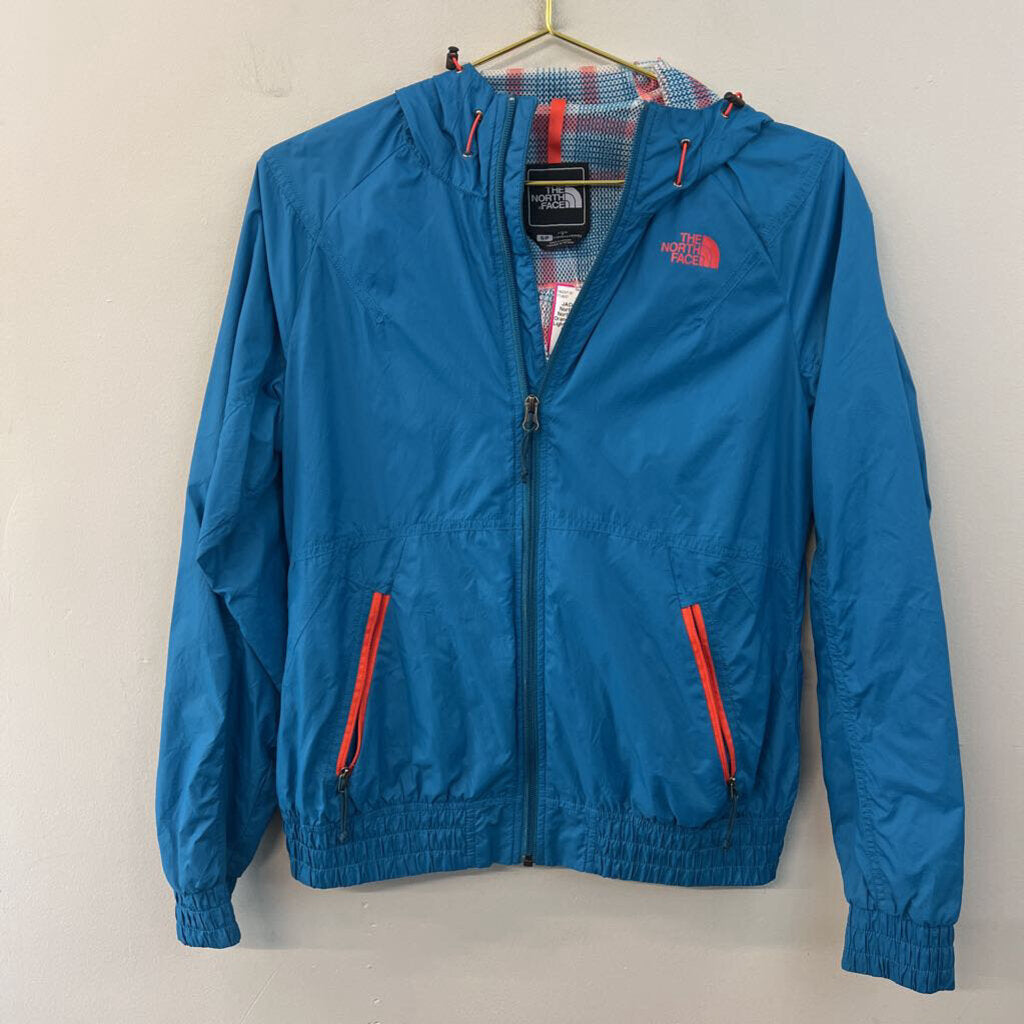 The North Face Blue/ Orange Trim Zip Up Lightweight Jacket Small