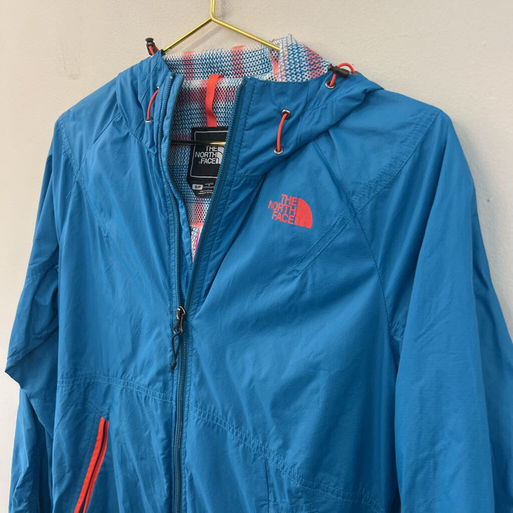 The North Face Blue/ Orange Trim Zip Up Lightweight Jacket Small