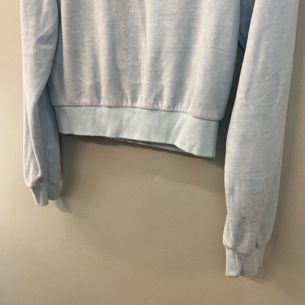 John Galt Blue Velour Cropped Zip Up Jacket Small