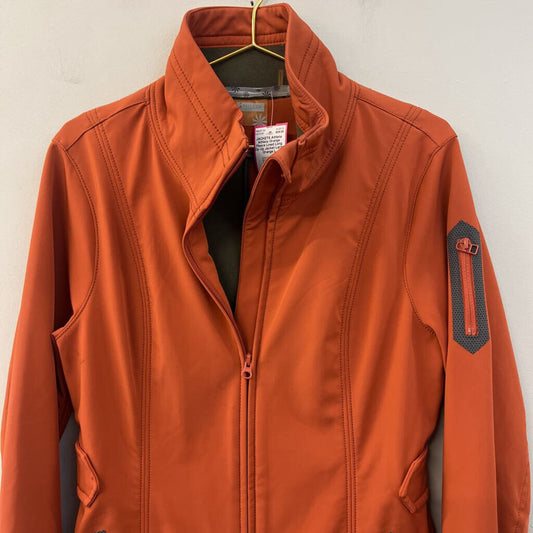 Athleta Orange Fleece Lined Long Zip Up Jacket Large