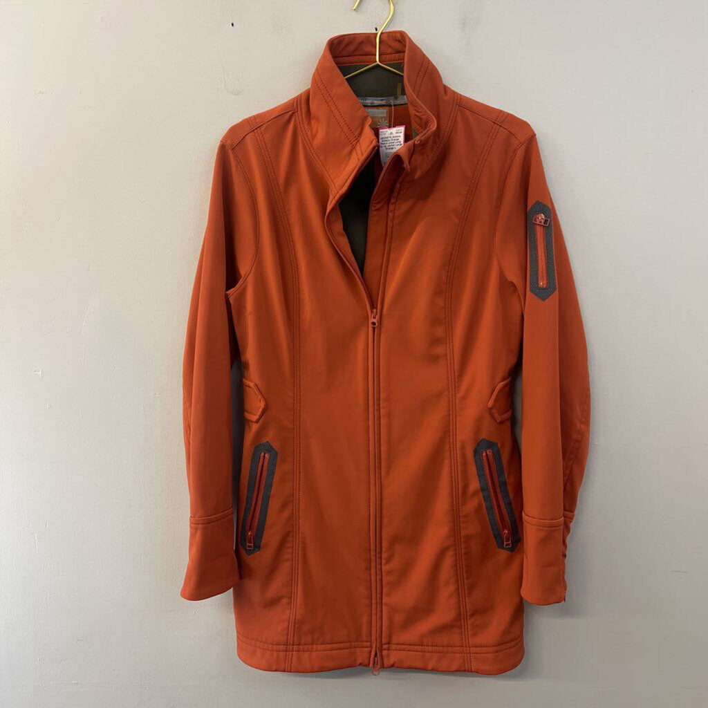 Athleta Orange Fleece Lined Long Zip Up Jacket Large