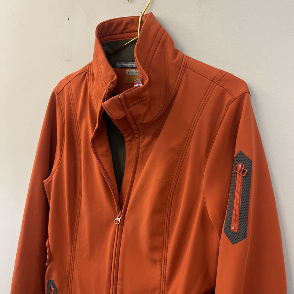 Athleta Orange Fleece Lined Long Zip Up Jacket Large