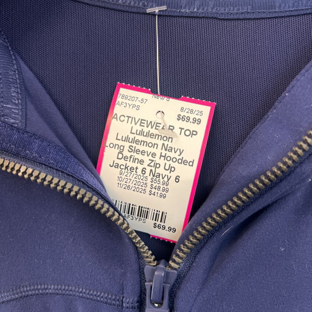 Lululemon Navy Long Sleeve Hooded Define Zip Up Jacket 6