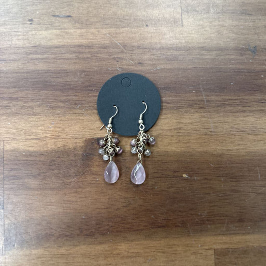 Silver/ Purple Beaded Drop Earrings