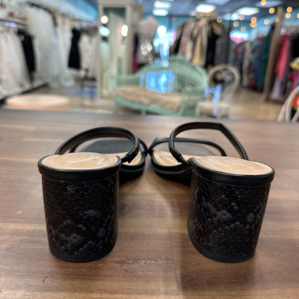 Black Double Strap Block Heels 7.5