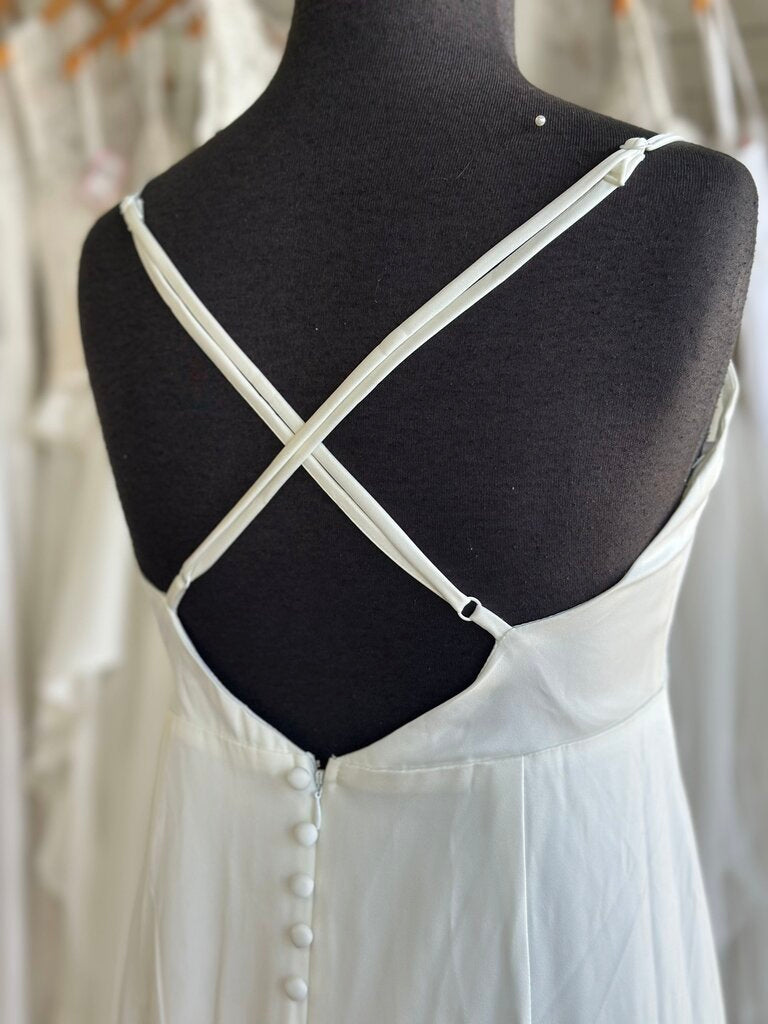 Lulus Ivory Silky Cowl Neck Bridal Gown Extra Large