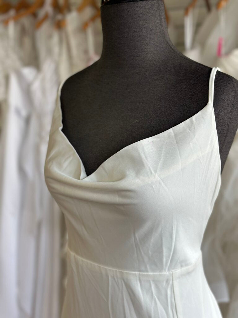 Lulus Ivory Silky Cowl Neck Bridal Gown Extra Large