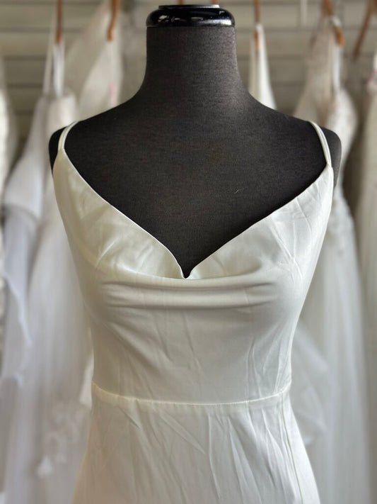 Lulus Ivory Silky Cowl Neck Bridal Gown Extra Large