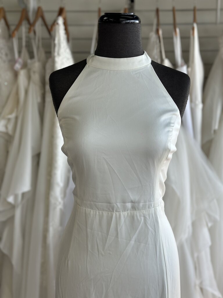 Lulus Ivory Silky High Neck Bridal Gown Extra Large