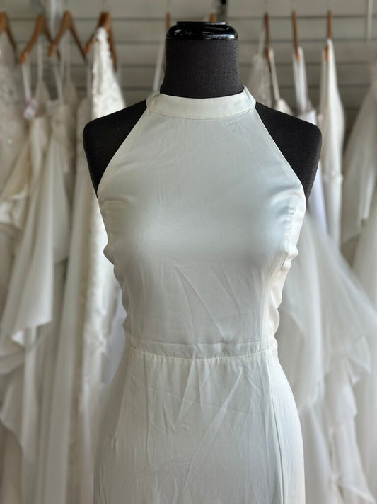 Lulus Ivory Silky High Neck Bridal Gown Extra Large