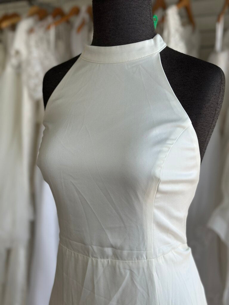 Lulus Ivory Silky High Neck Bridal Gown Extra Large