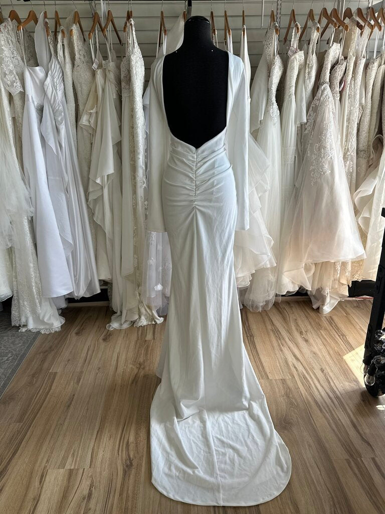 Lulus Ivory Crepe Long Sleeve Fitted Bridal Gown Extra Large