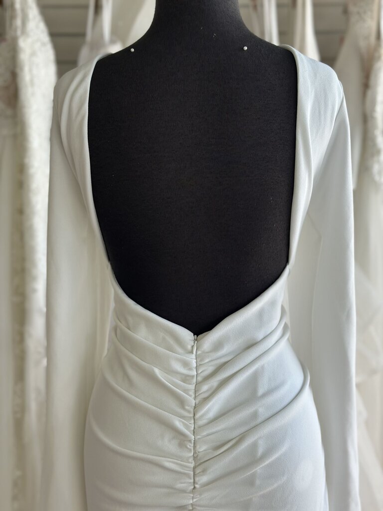 Lulus Ivory Crepe Long Sleeve Fitted Bridal Gown Extra Large