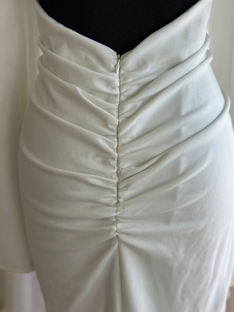 Lulus Ivory Crepe Long Sleeve Fitted Bridal Gown Extra Large