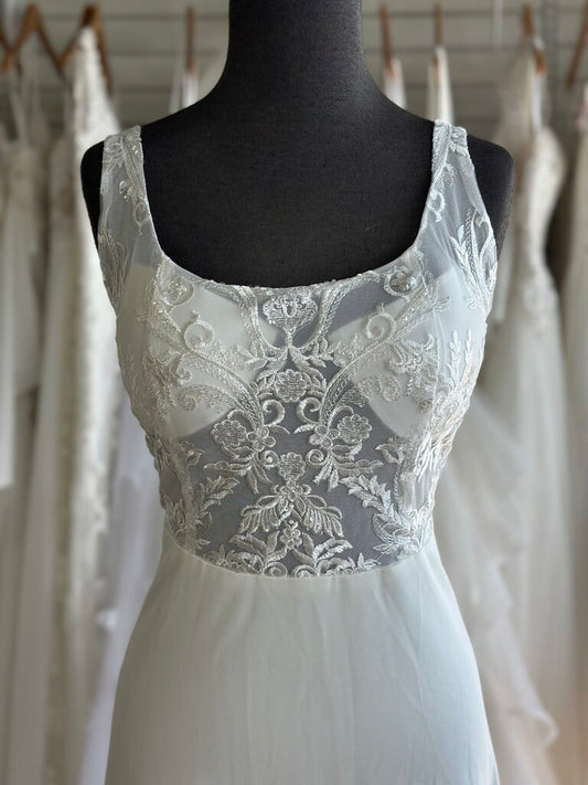 Lulus Ivory Lace Top Crepe Skirt Bridal Gown Extra Large