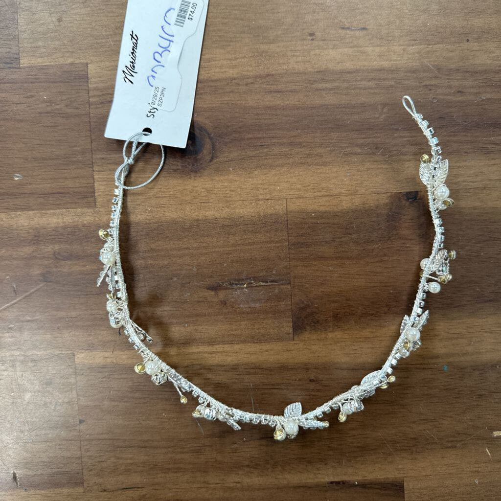 Marionat Wired Vine Rhinestone Pearl Headband
