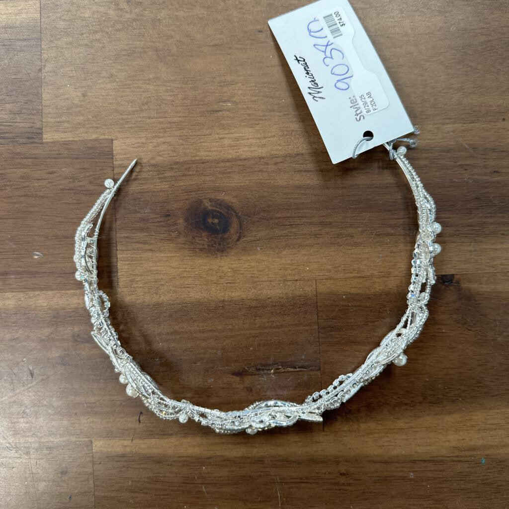 Marionat Pearl Rhinestone Wire Beaded Headband