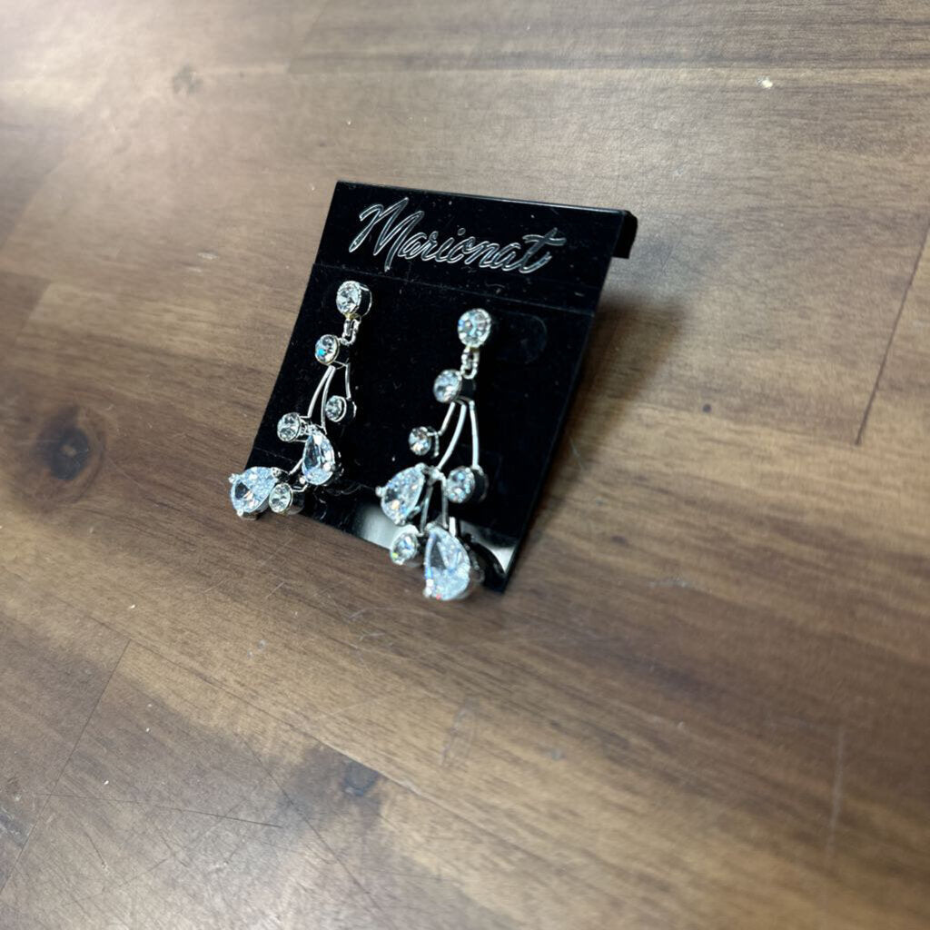 Marionat Silver/ Rhinestone Drop Statement Earrings