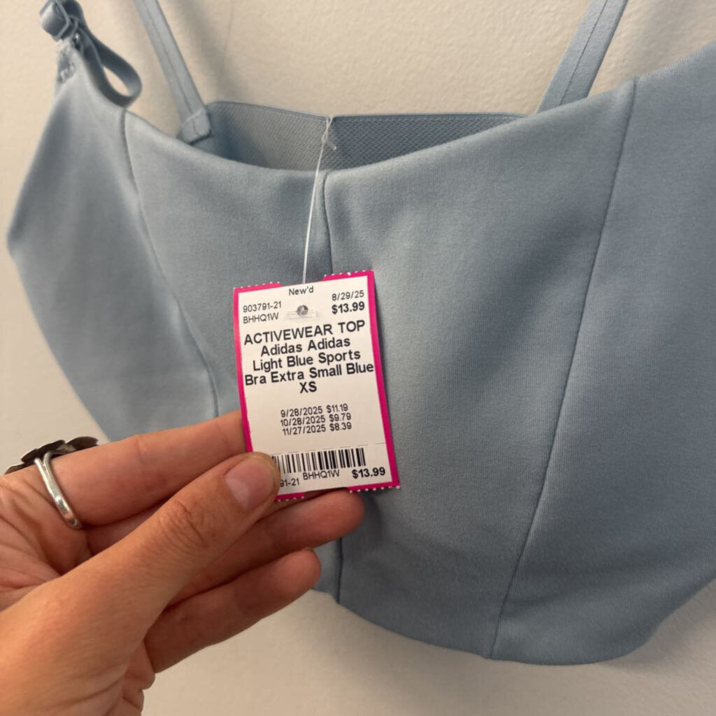 Adidas Light Blue Sports Bra Extra Small