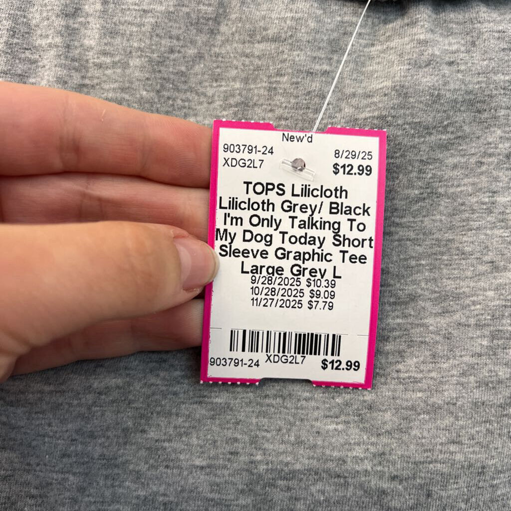 Lilicloth Grey/ Black I'm Only Talking To My Dog Today Short Sleeve Graphic Tee Large