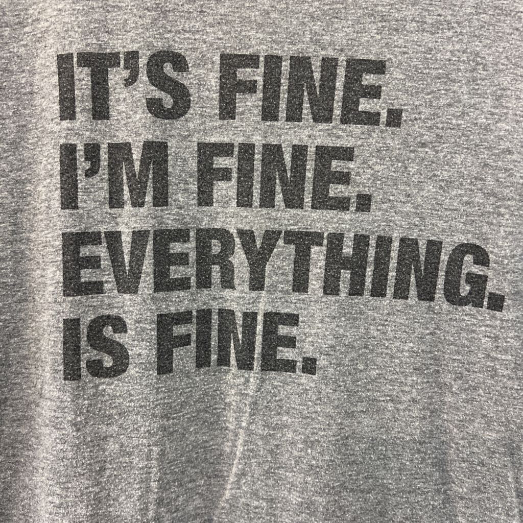 espwa Grey I'm Fine Short Sleeve Graphic Tee Medium