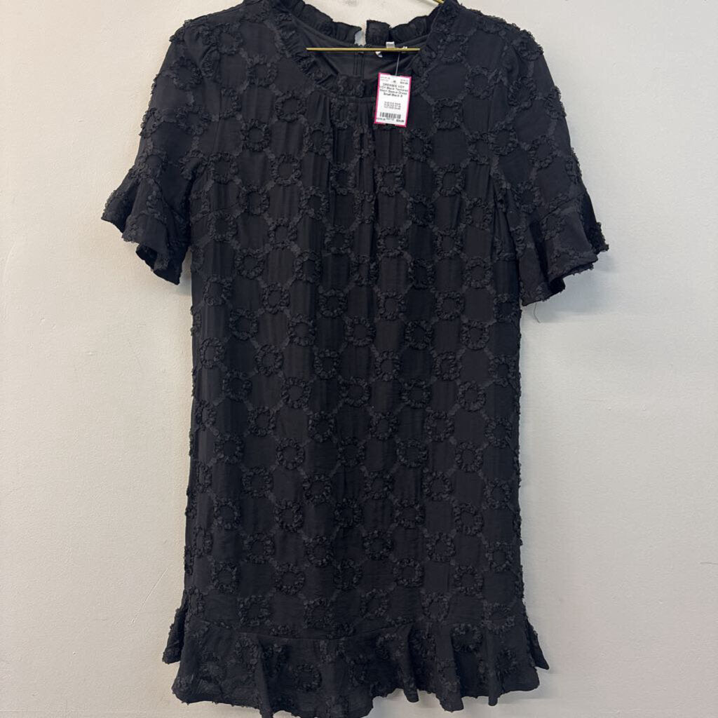 VOY Black Textured Short Sleeve Dress Small