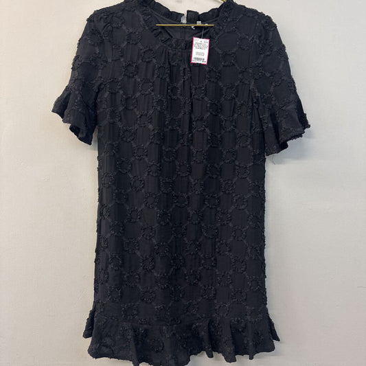 VOY Black Textured Short Sleeve Dress Small