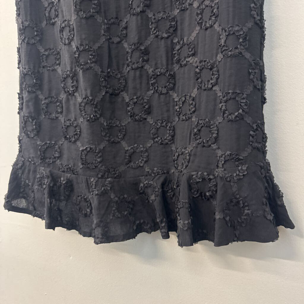 VOY Black Textured Short Sleeve Dress Small