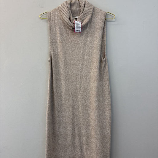 Rachel Zoe Biege Knit Sleeveless Turtleneck Maxi Dress Medium