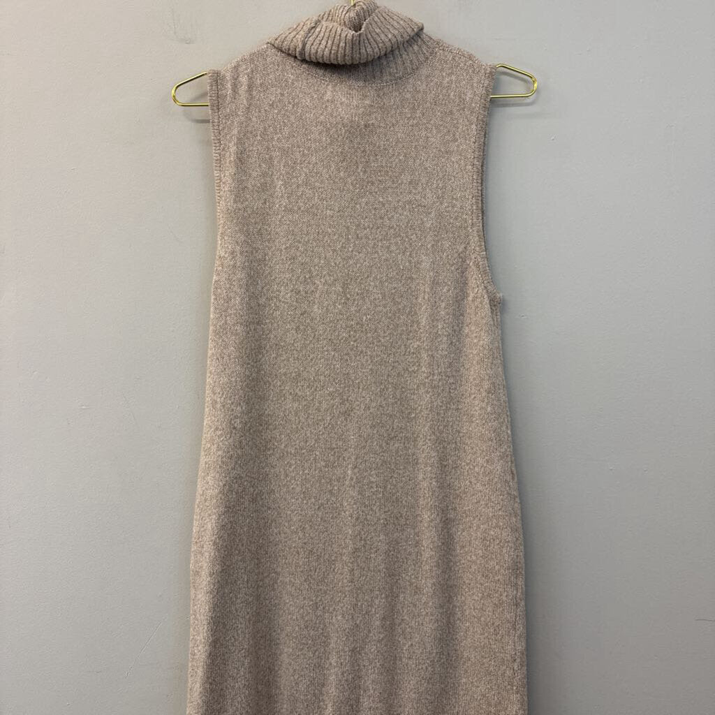 Rachel Zoe Biege Knit Sleeveless Turtleneck Maxi Dress Medium