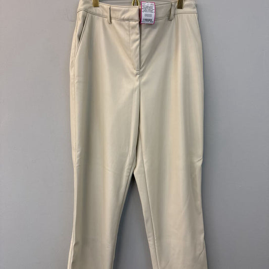 Maison d'Amelie Cream Faux Leather Straight Leg Pants 8
