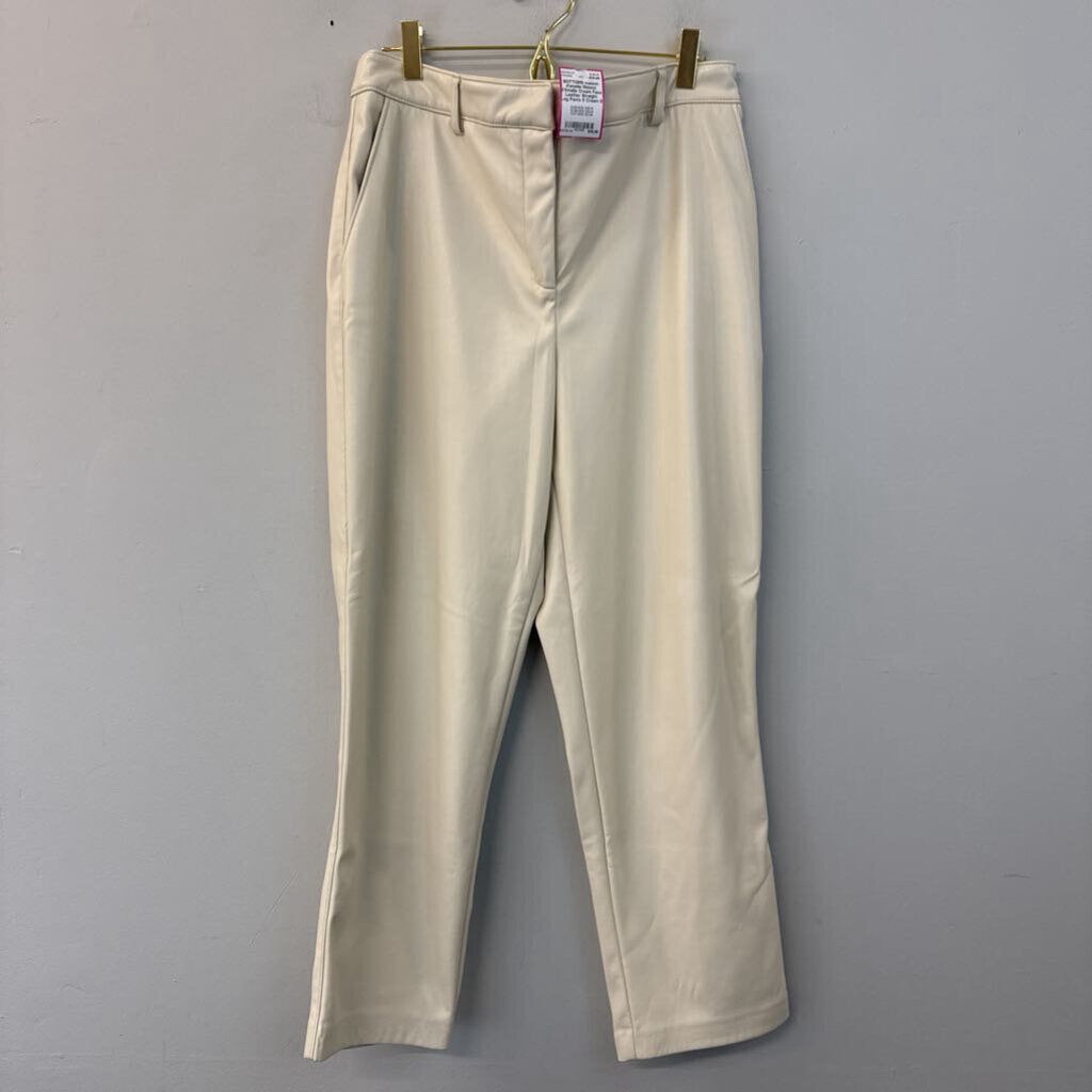 Maison d'Amelie Cream Faux Leather Straight Leg Pants 8