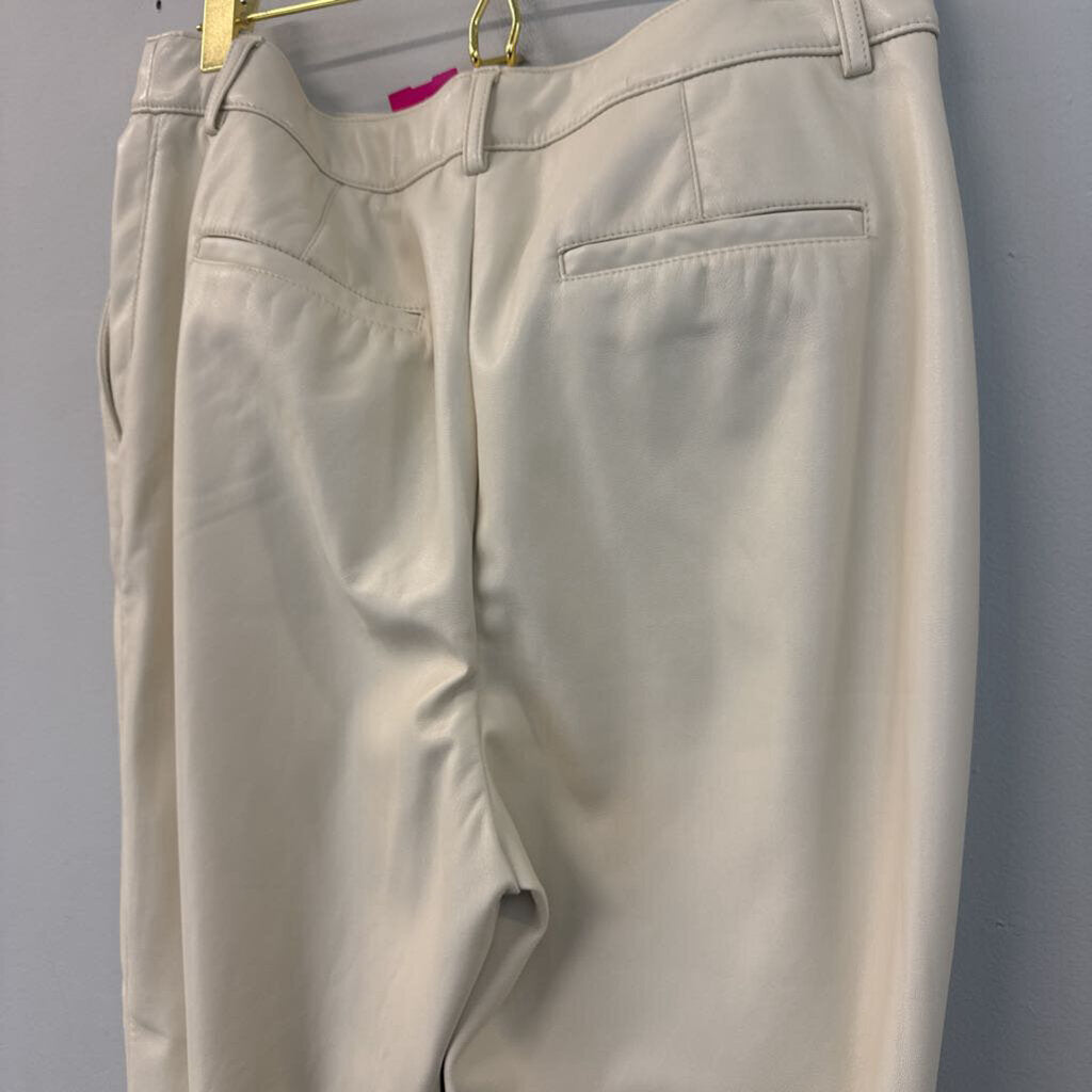Maison d'Amelie Cream Faux Leather Straight Leg Pants 8