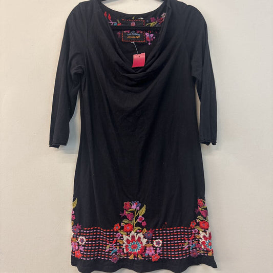 JW Los Angeles Black/ Multi Embroidered Print Long Sleeve Dress Large