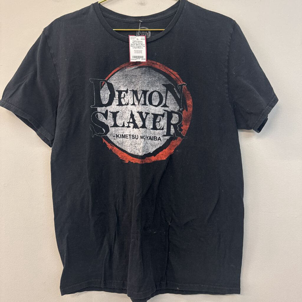 Demon Slayer Black Short Sleeve Graphic Tee Large