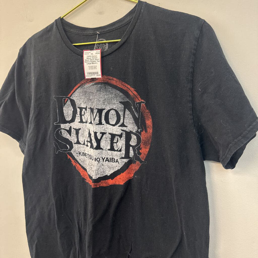 Demon Slayer Black Short Sleeve Graphic Tee Large