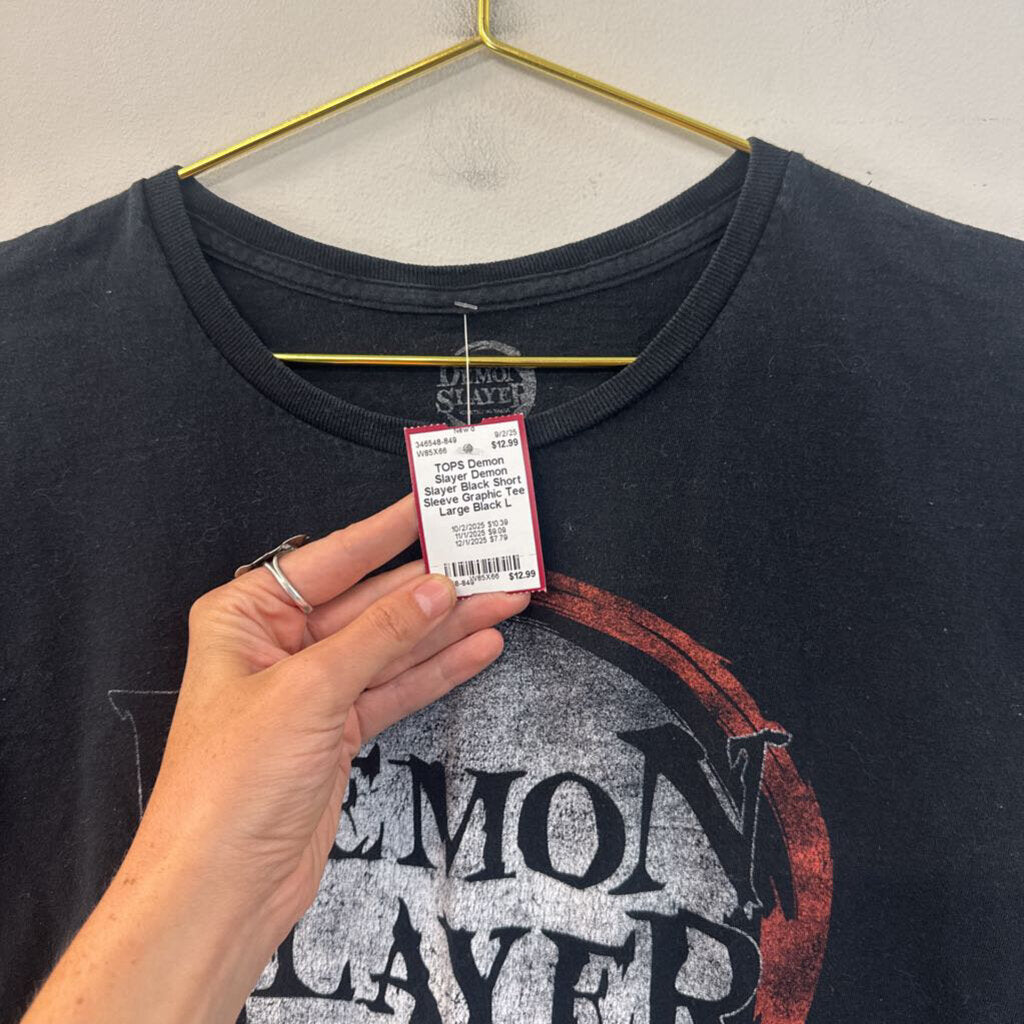 Demon Slayer Black Short Sleeve Graphic Tee Large