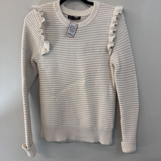 Banana Republic Cream Knit Ruffle Shoulder Sweater Top Medium