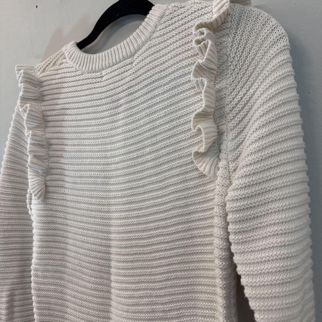 Banana Republic Cream Knit Ruffle Shoulder Sweater Top Medium