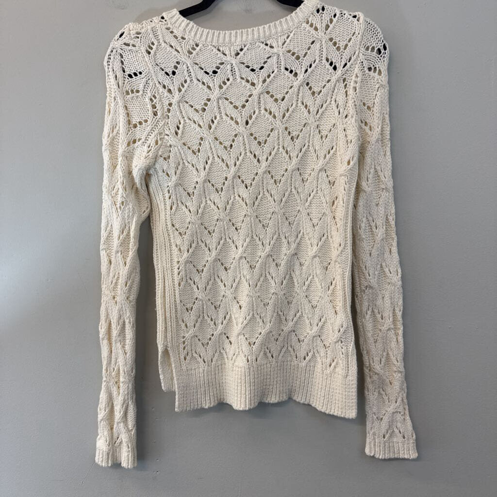 Loft Cream Open Knit Sweater Top Medium