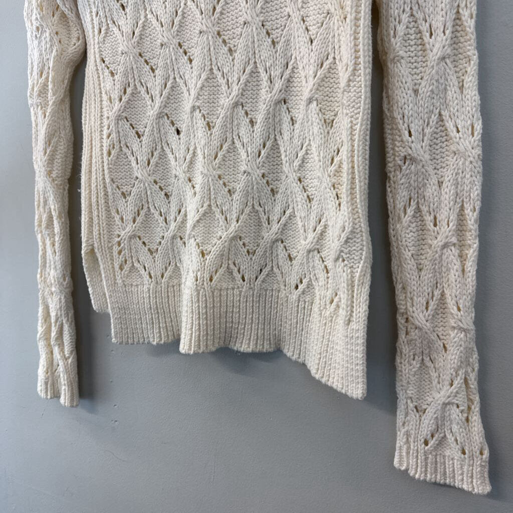Loft Cream Open Knit Sweater Top Medium