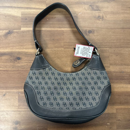 Dooney and Bourke Black Leather/ Canvas Logo Print Purse