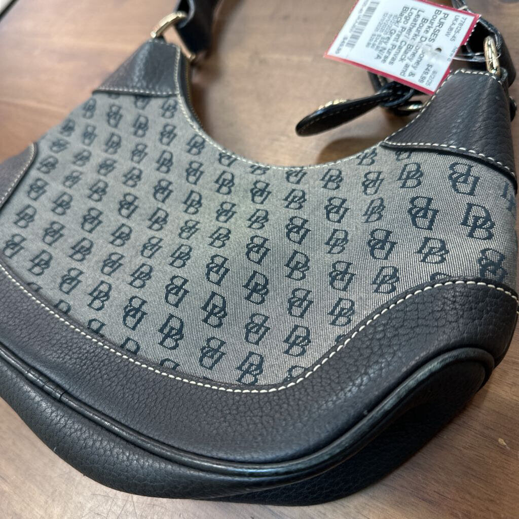 Dooney and Bourke Black Leather/ Canvas Logo Print Purse