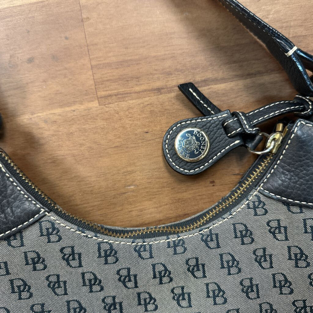 Dooney and Bourke Black Leather/ Canvas Logo Print Purse
